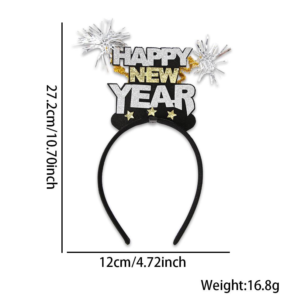 Black Gold Hair Band Decorative 2026 Celebration Headband New Year'S Eve Headband Comfortable Holidays Hair Accessory For New