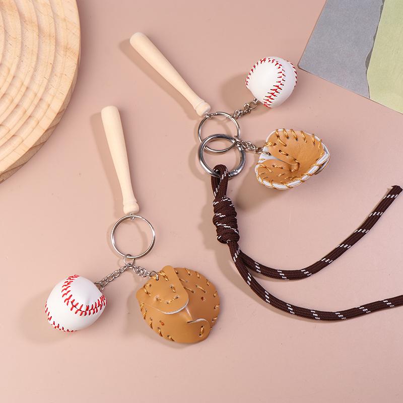 Ins Braided Rope Baseball Keychain Creative Sports Keyring Trendy Woven Rope Key Holder Girls Bag Pendant Key Accessories