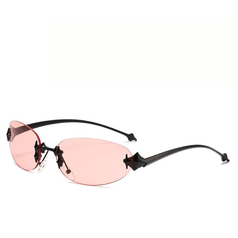 Time-Limited Promotion-Y2g Frameless Oval Metal Sunglasses Hot Girl Street Shooting XINGX Cat s Eye Fishbone Sunglasses