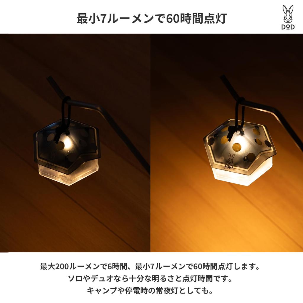 DOD Mini Mushroom Light, LED Lantern, USB Rechargeable, Compact and Lightweight, 200 Lumens, 6-60 Hours of Use, L1-987-CL