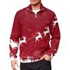 Men's Loose Casual 1/4 Zip Sweatshirt Fashion Printed Long Sleeve Top With Pockets