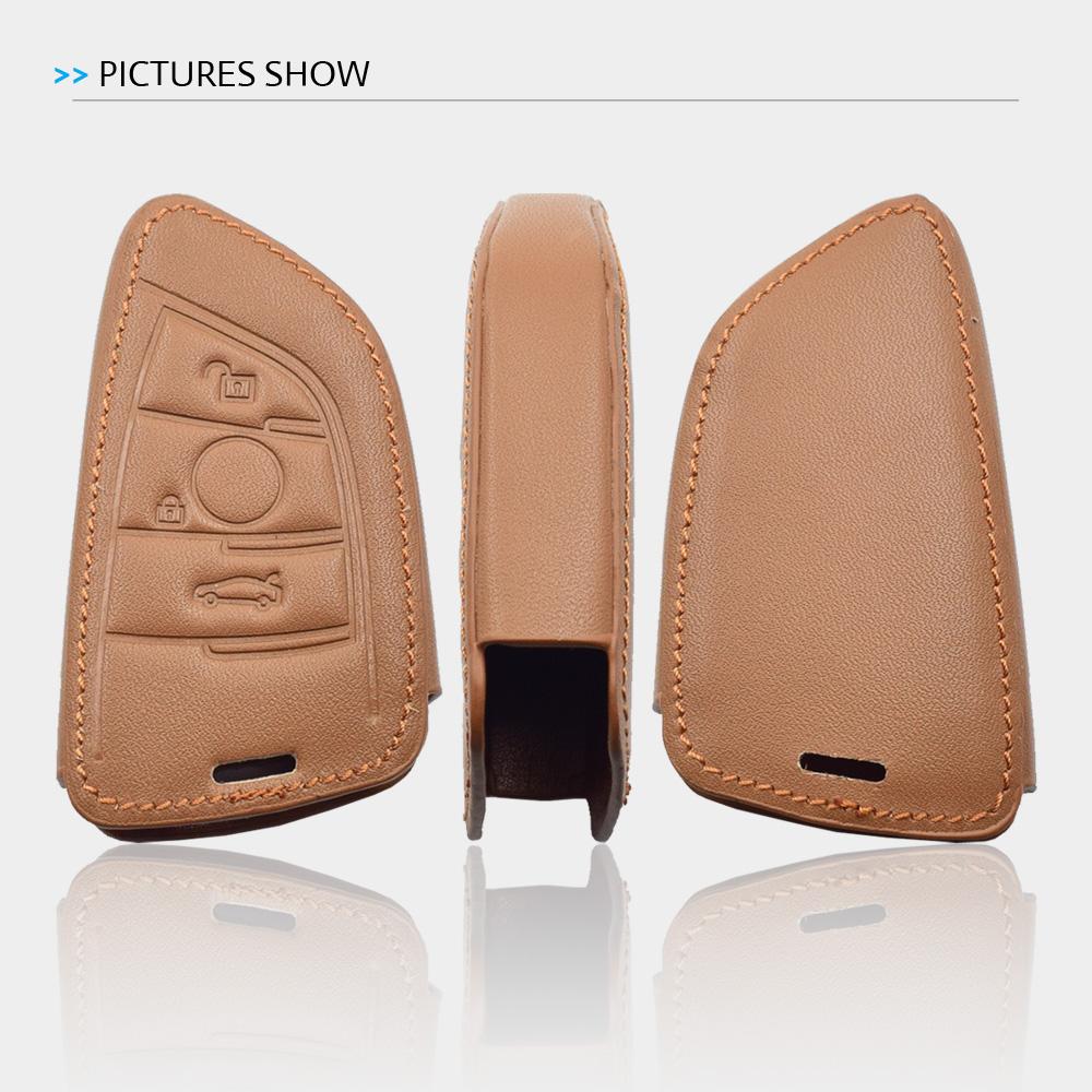 Leather Car Key Case For Bmw 1 2 3 4 5 6 7 Series Gt3 Gt5 M5 M6 X1 X2 X3 X4 X5 X6 3 Buttons Smart Remote Control Protector Cover