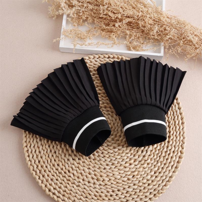Fake Cuff Sleeve Women White Female Lace Pleated Flare Sleeve Detachable False Cuffs Ruffles Wristband Decorative Accessory