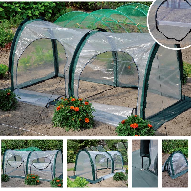 2m PE Garden Insulation Tunnel: Movable, Rainproof, Breathable Greenhouse for Plants and Succulents.