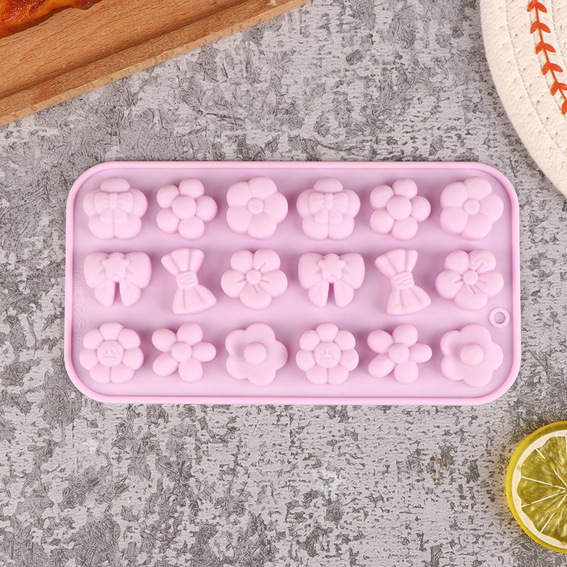 1Pc 18Cavities Flower Bow Tie Silicone Mold Diy Pudding Ice Baking Tools Biscuit Pastry Dessert Fondant Candle Cake Mold