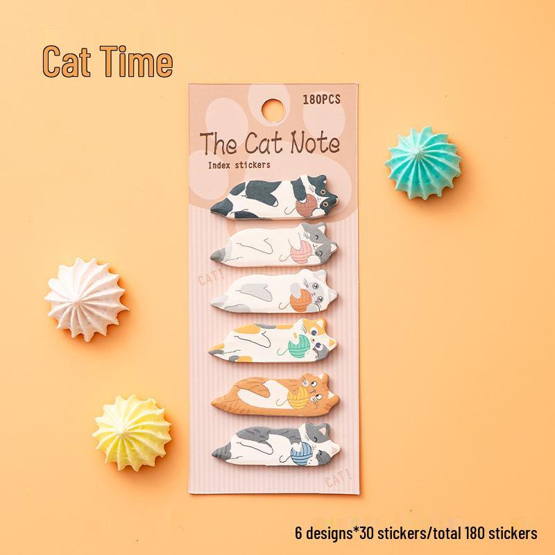 Cute Cat Sticky Notes & Bookmarks: Cartoon Index Markers, Student Classification Tabs, Reusable DIY Stickers