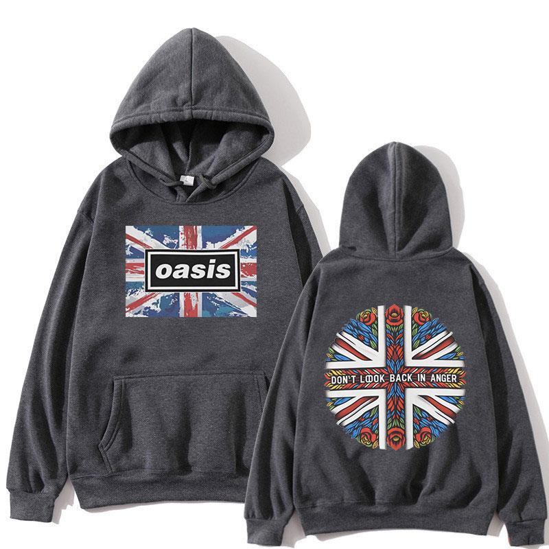O-Oasis Grafik-Hoodies Britische Rockband Vintage Kapuzen-Sweatshirts Herren Damen Hip Hop Mode Lange Ärmel Übergroßer Pullover