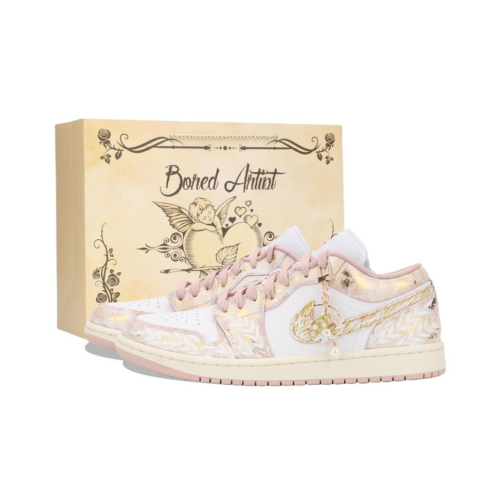 Jordan Air Jordan 1 Vintage Basketball Shoes Women's Low top Pink/White/Gold DC0774-606(Team724-)