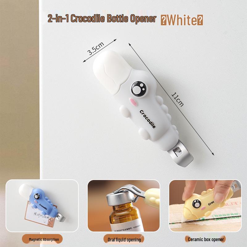2-in-1 Cartoon Magnetic Bottle Opener & Box Cutter - Refrigerator Magnet & Medicine Cap Opener for Kids Home Use