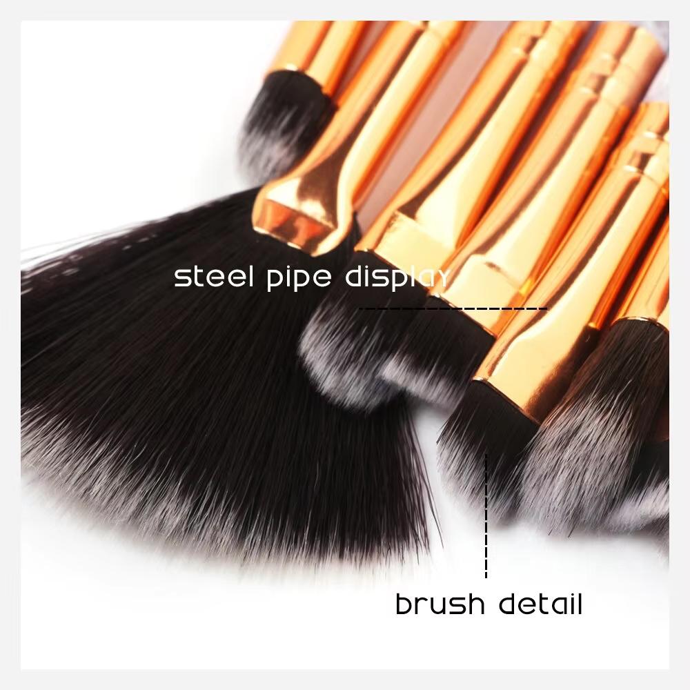 10 PCS Marble-Patterned Makeup Brushes for Even Powder Picking Multi-functional Set for Foundation Eyeshadow and Blush Set