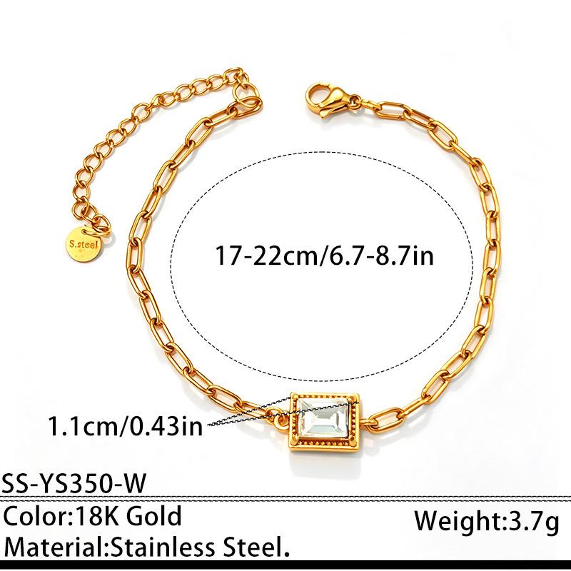 Stainless Steel Cube Sugar Bracelet Women Inlaid Color Zircon Dopamine Bangle Exquisite Versatile Daily Jewelry Accessories Gift