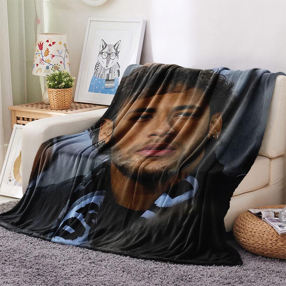 1PC Neymar Patterned Flannel Blanket Suitable For All Seasons for Home Decor Warmth and Comfort Gifts Holiday Present