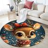 Cute Deer Round Area Rug,Carpet Rug for Living Room Bedroom Sofa Playroom Decor,Non-slip Floor Mat