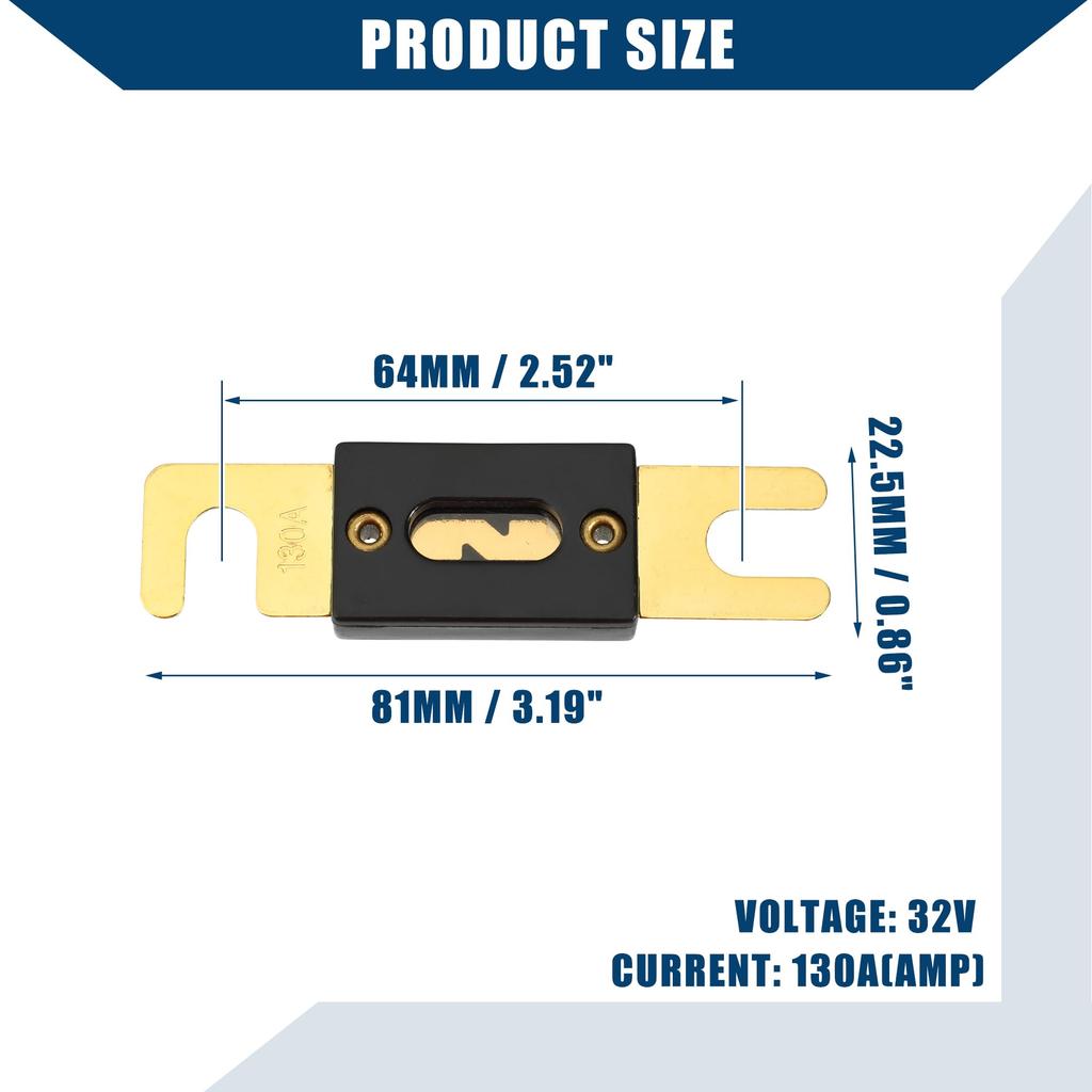 Hihaha Mini ANL Fuse 130A / Car Audio CD Fuse / Durable Plastic and Metal / Set of 2 Gold/Black