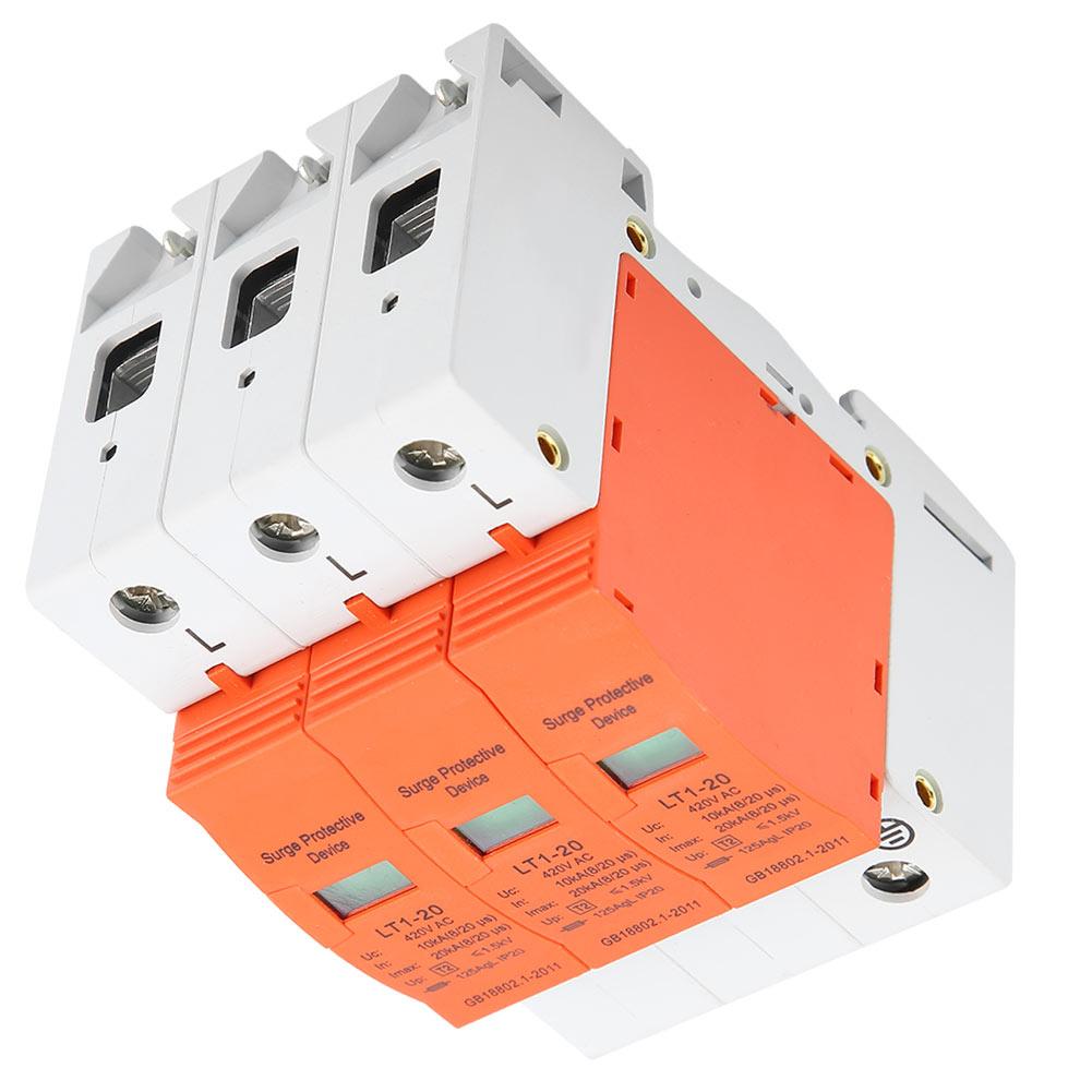 3P 10kA 20kA 420V AC House Surge Protective Low voltage Arrester Device