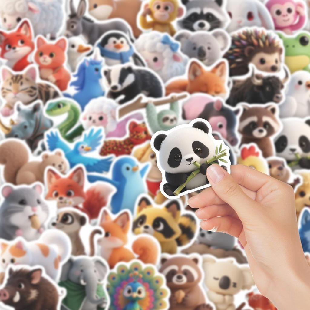 60-Piece Cute Animal Cartoon Stickers Set for DIY Stationery Decoration