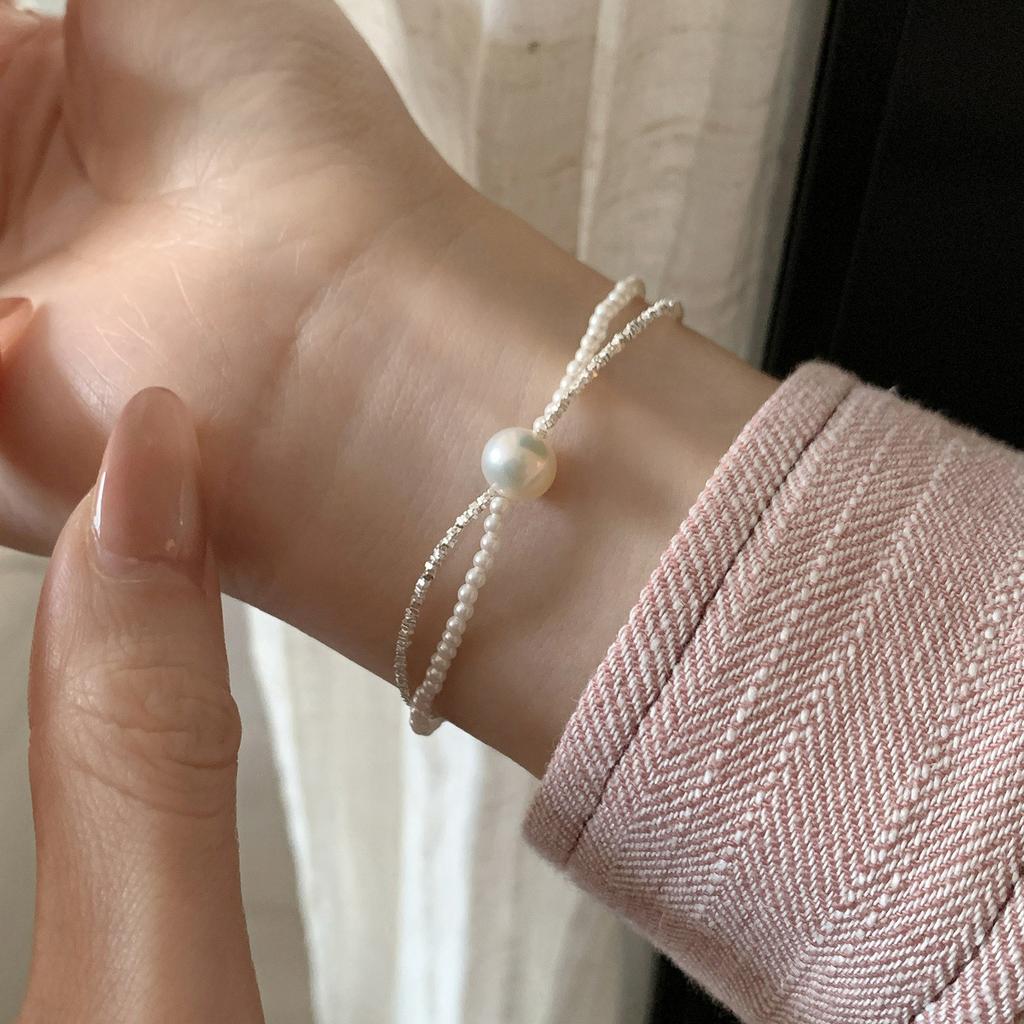 VENTFILLE 925 Sterling Silver Bracelet for Women Double Layered Stacking Imitation Pearls Jewelry Birthday Gift Dropshipping