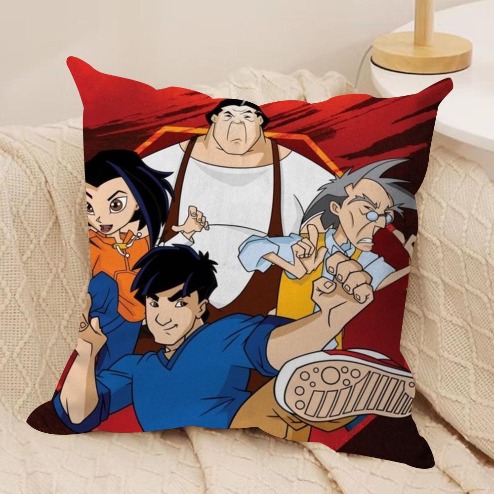 JJackie Chan Adventures Cushion Cover Soft Plush Fabric DoubleSided Printed Sofa Cushion Cover for All Seasons Home Decor Gift