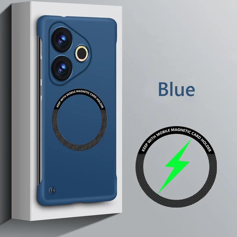 

Магнитный чехол для телефона Magsafe для Realme GT6 GT 6T Realme GT Neo 6 SE, тонкий безрамочный жесткий чехол из ПК, чехол с беспроводной зарядкой Realme GT Neo 6 синий