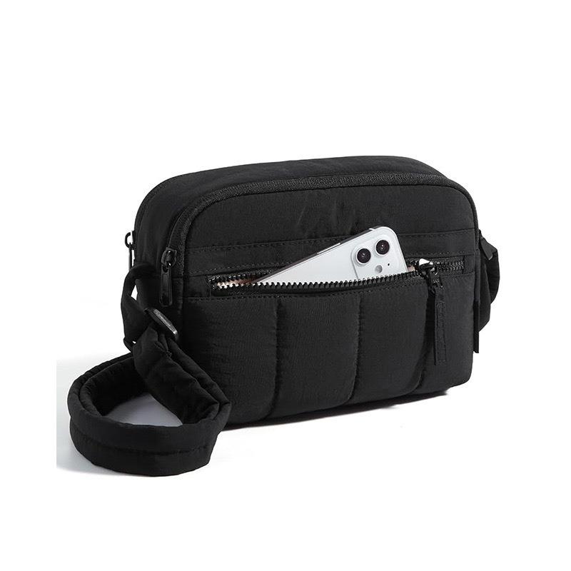 Lightweight Shoulder Messenger Bag Women's Nylon Fluffy Down Mobile Phone Portable Canvas Small Square Bag