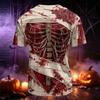 Men's V-Neck Halloween Print Casual T-Shirt for Holiday Party and Everyday Wear