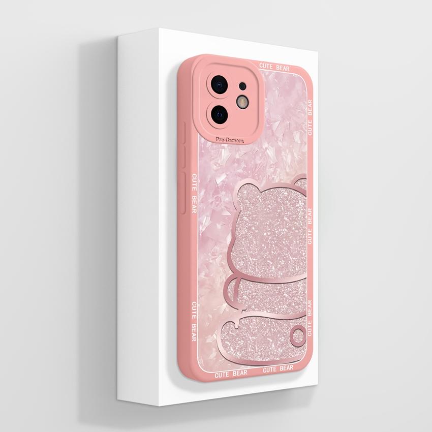 עבור אייפון 12 11 XR 6 7 8 פלוס מיני פרו מקס תיקי טלפון דפוס ארנבת קטיפה חמודה הגנה עמידה לאבק מסיליקון נוזלי כיסוי אחורי רך עבור כיסוי לאייפון