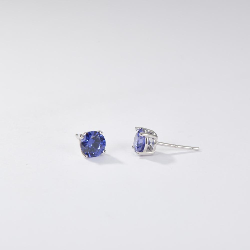 1 Paar Ohrringe mit runden Zirkonia-Steinen und Platin-Plattierung in 925er Silber