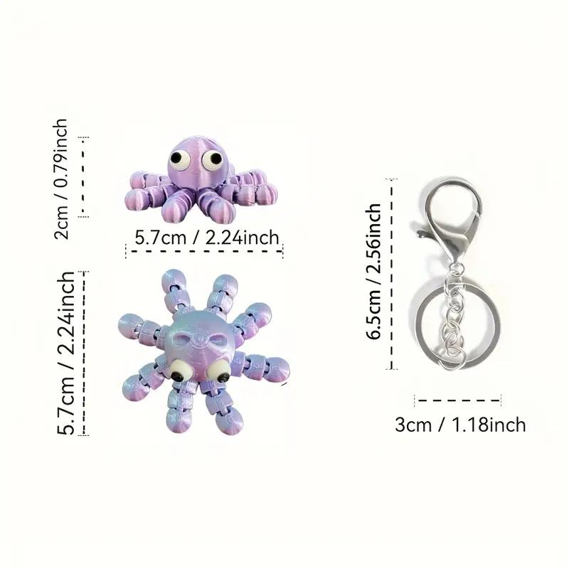 3D-gedruckter Gelenk-Oktopus Schlüsselanhänger mit beweglichen Tentakeln, Zufällige Farbe