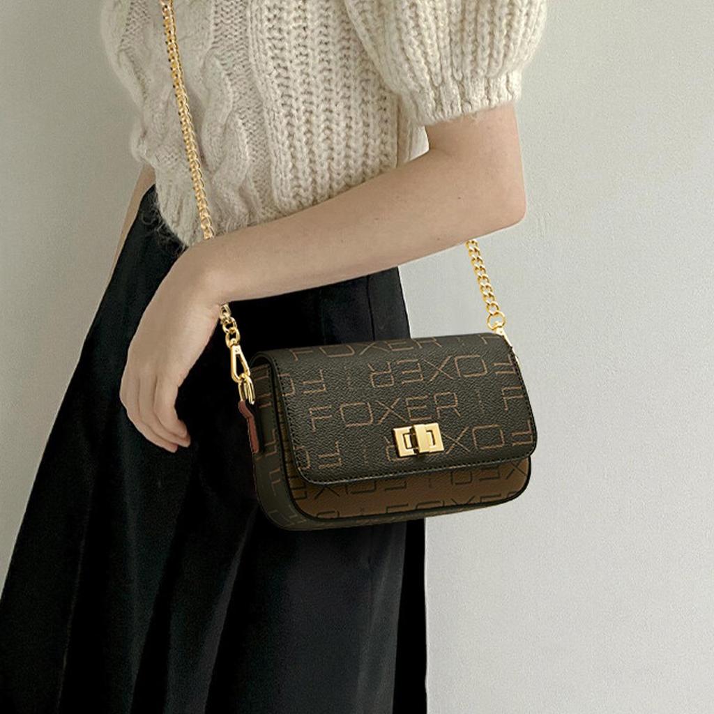 FOXER Golden Fox Women's Printed Crossbody Phone Bag with Chain