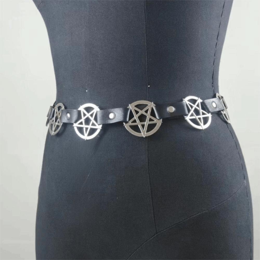 Layered Tassel Chains Pentagram Metal Chain for Women Streetwear Dress Waist Accessory