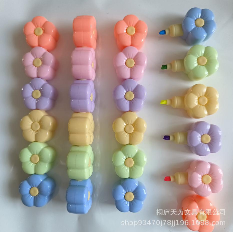 

Creative Cartoon Flower Fluorescent Pen - Cute Colored Highlighter for Journaling Chisel Tip