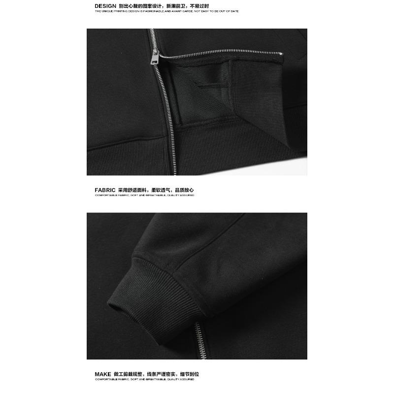 Men Loose Heavy Weight Double Zipper Hooded Sweatshirt Casual American Style Top