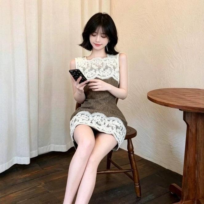 Summer New Pure and Desirable Outfits, Birthday Dresses, Hip-hugging Skirts, Trendy 2026 New Hot Girl Lace Dress, Short Skirt for Women