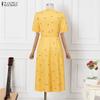 ZANZEA Women Casual V-Neck Half Sleeve Elegant Summer Floral Print Dress
