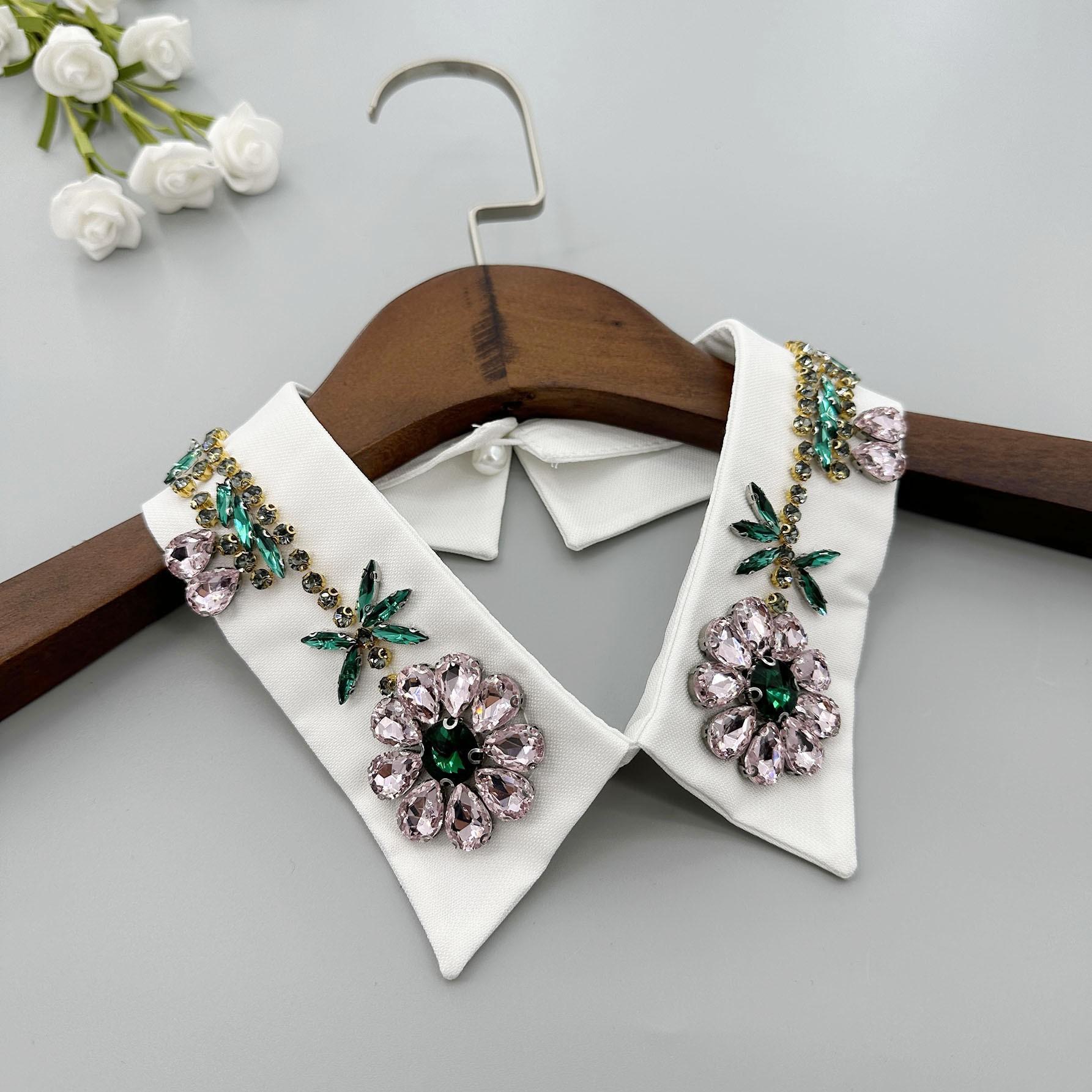 High Quality Luxury PVC False Collar Embroidered Technics Detachable Clothing Accessory белый