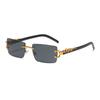 Rectangle Sunglasses For Women Men Rimless Retro Metal Square Sun Glasses With Animal Decoration For Outdoor Party Club