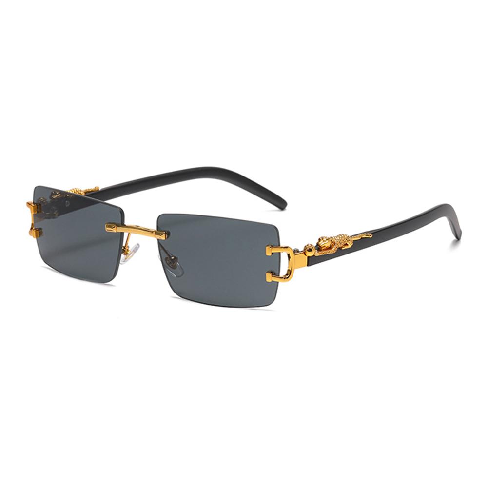 Rectangle Sunglasses For Women Men Rimless Retro Metal Square Sun Glasses With Animal Decoration For Outdoor Party Club