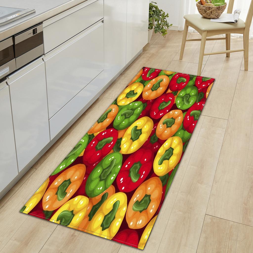 Tapete de cozinha de frutas e vegetais frescos, macio e espesso, tapete de chão de cozinha, à prova d'água, antiderrapante, à prova de óleo, tapete de chão, tapete de corredor