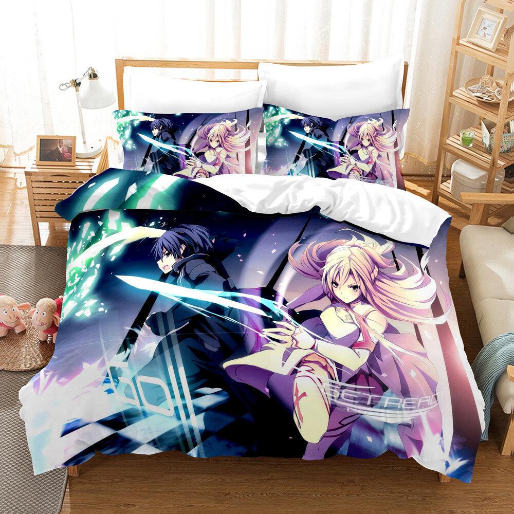 Japanese Cartoon Three-Piece Quilt Set Printing 3D Digital Printing Quilt Set