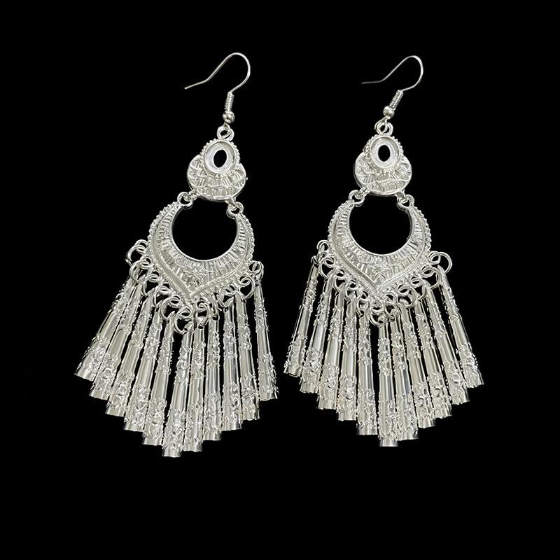 Ethnic style earrings Alloy silver-plated Miao ethnic minority Dong Yi earrings Earrings