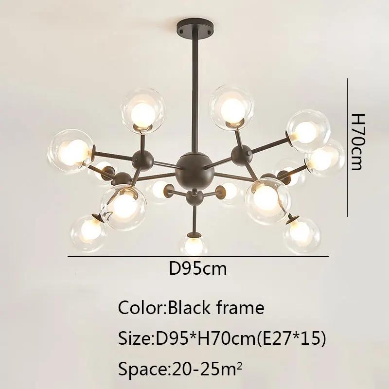 Nordic Industrial Molecular Chandeliers Home Black Sputnik Metal Ceiling Lamp for Dining Room Indoor Loft Bubble Pendant Lamp