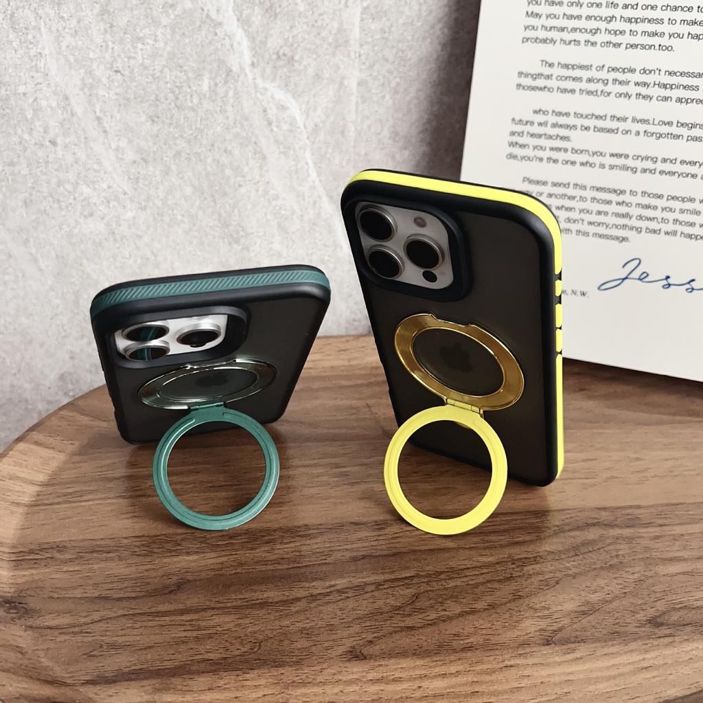 Magnetic Stand Suitable for IPhone16 Phone Case, Apple 15Promax, Two-color Shield Armor, Anti-slip Edge, Simple