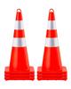 Safety Cones, 6 X 28\" Traffic Cones, PVC Orange Construction Cones, 2 Reflective Collars Traffic Cones with Weighted Base and Hand-Held Ring Used for