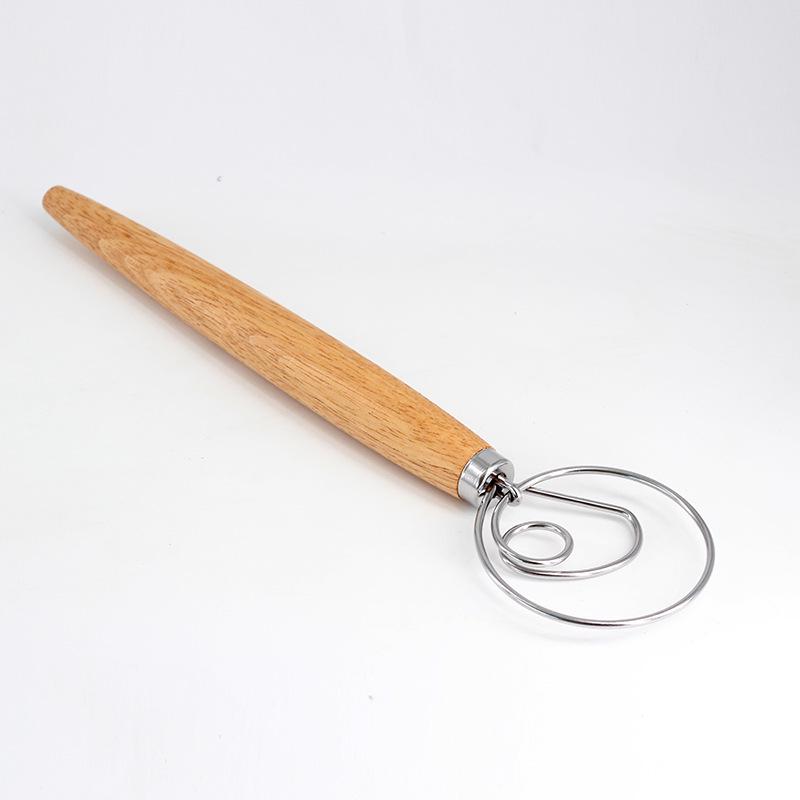13-inch Danish Whisk with Oak Handle - Flour Mixer & Baking Tool