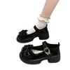 White Bow with Skirt Platform Small Leather Shoes Women's 2025 New Summer Thick Heel French Mary Jane Shoes