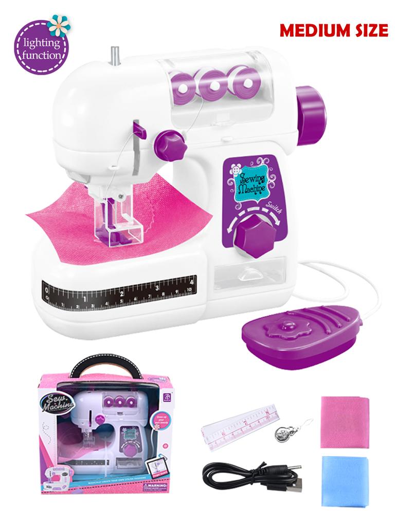 Sewing Machine Toys, Portable Battery Powered Sewing Machine with Measuring Tape and Fabric, Gifts for Kids not Include Battery