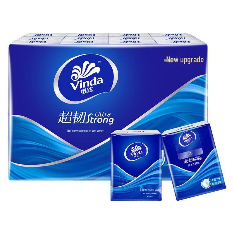Vinda 4-Ply Floral Scent Handkerchief Tissues, 24 Portable Packs, Small Pack Tissues, Napkins, Wet Wipes for Face.