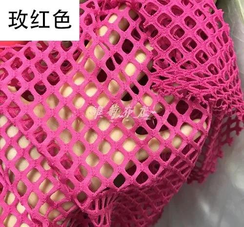 Tessuto a Rete Elastica Traforato Maglia Larga a Rombo Materiale Rete da Pesca per Costumi Fai-da-te Abiti Cucito Tessuto da Palco Sottile Morbido