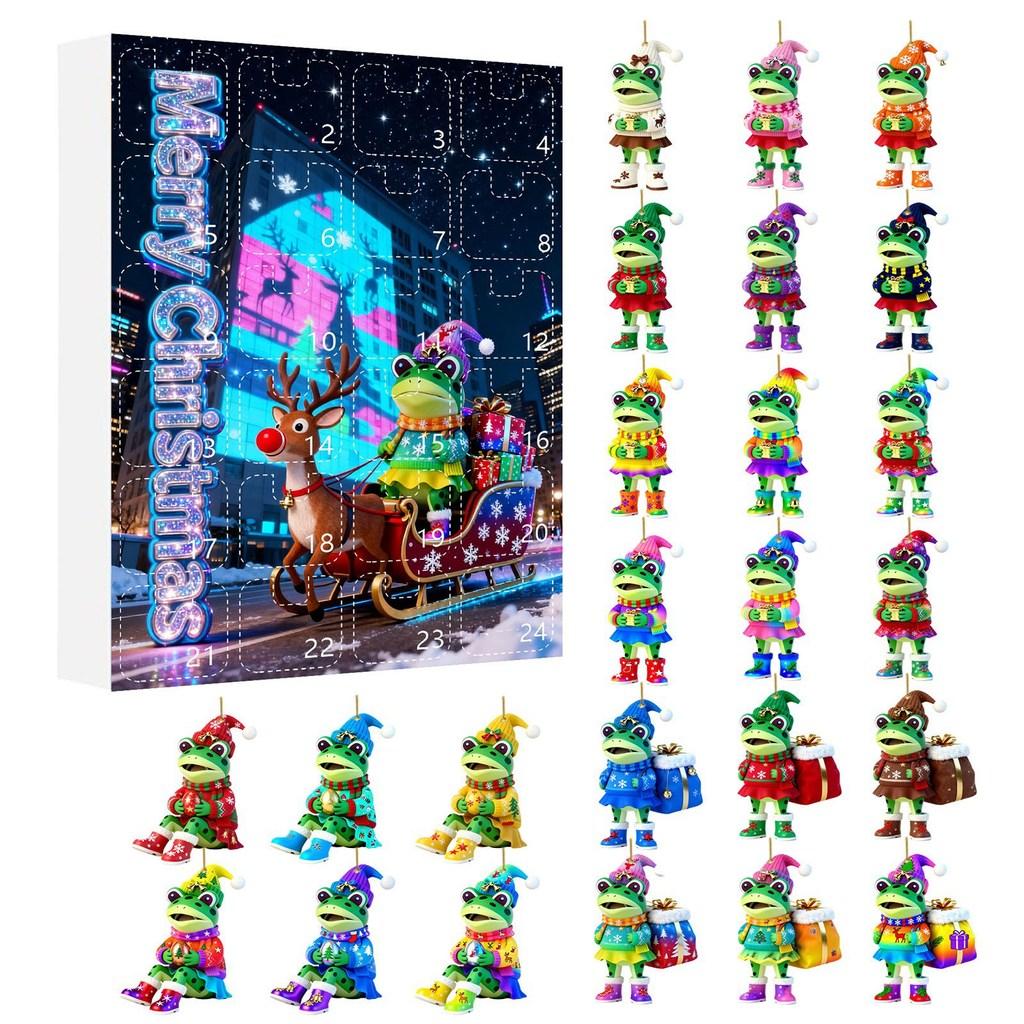 Christmas Countdown Calendar With Frog Acrylic Hanging Decorations For Holiday Room Decor