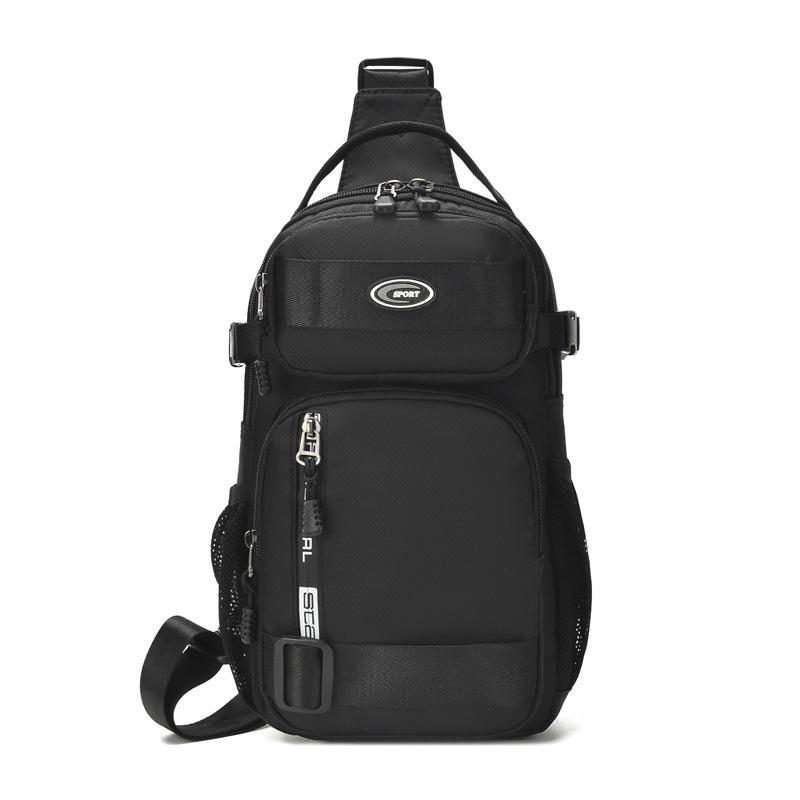 

Уличная большая нагрудная сумка Мужская повседневная наплечная сумка Оксфордская сумка через плечо Многофункциональный водонепроницаемый рюкзак чёрный